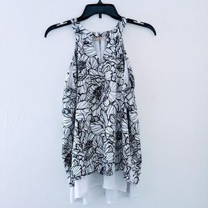 THE LIMITED Women's Navy Blue and White Halter Top